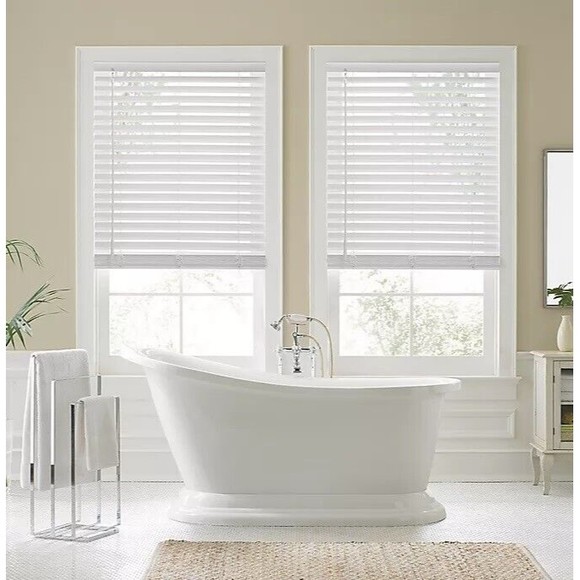 REAL SIMPLE 2" inch Faux Wood 1 Window Blinds 23 x 64 inch Cordless WHITE NEW - Picture 1 of 5